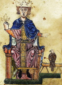 7 Frédéric II et son faucon représentés dans son livre - Copie